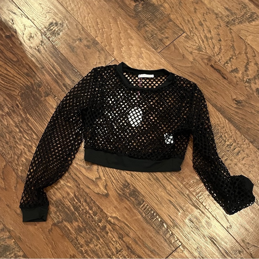 Avid Love Black Mesh Women's Sweater